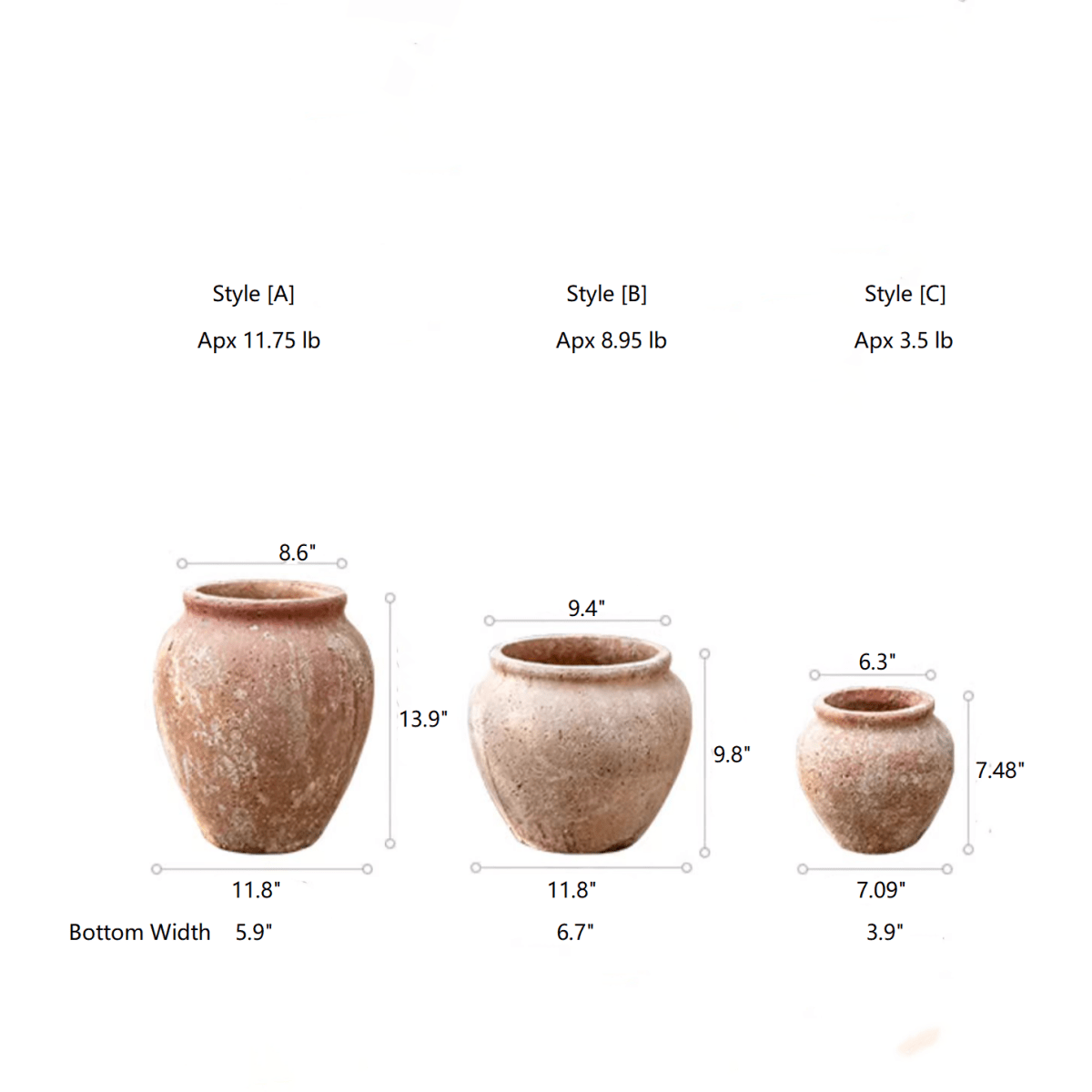 Distressed Cement Plant Pot set of 3 by RusticReach in large, medium, small sizes on Tampa Home & Garden Store