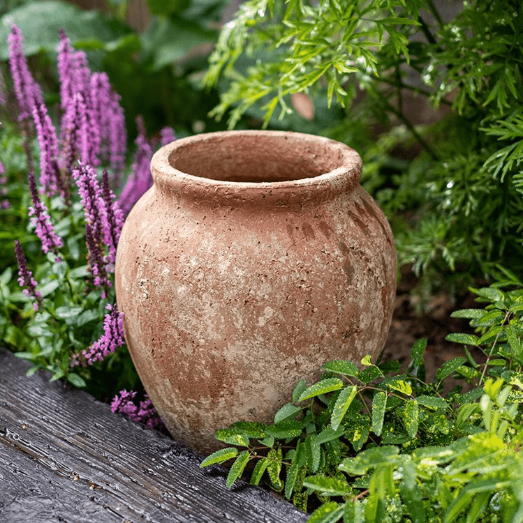 Distressed cement plant pot RusticReach weathered terracotta finish on Tampa Home & Garden Store