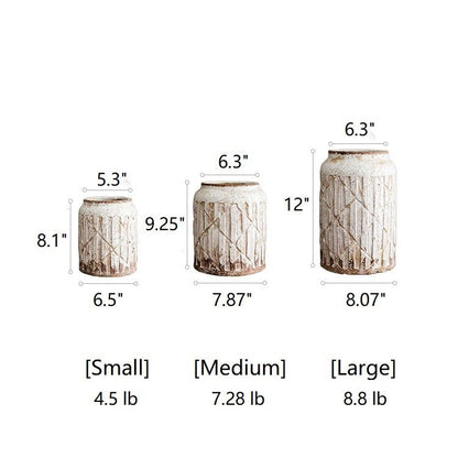 RusticReach distressed white ceramic flower jar vases in small medium large with lattice pattern on Tampa Home & Garden Store