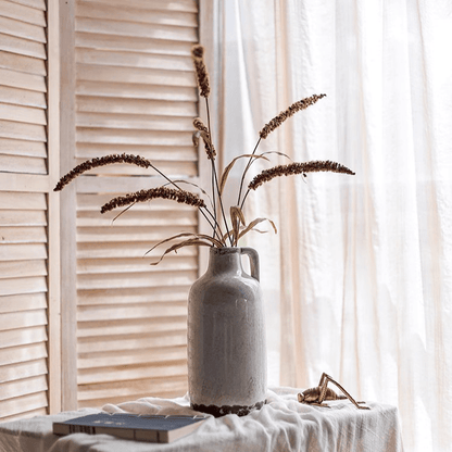 RusticReach Three-Headed Dogtail Grass Stem in gray ceramic vase, 39 inches tall on Tampa Home & Garden Store