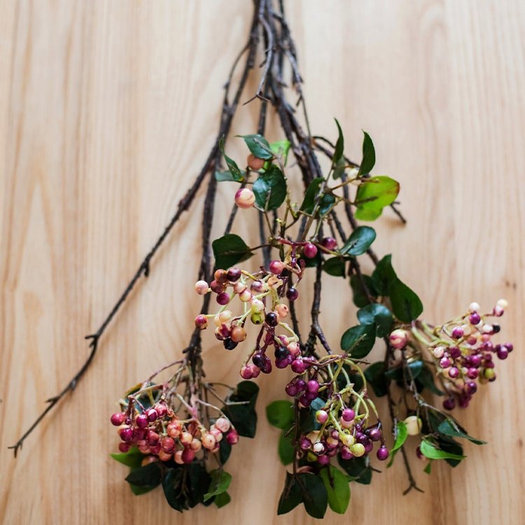Rose Purple Elder Flower Leaf Bunch 22in tall RusticReach with berries and green leaves on Tampa Home & Garden Store