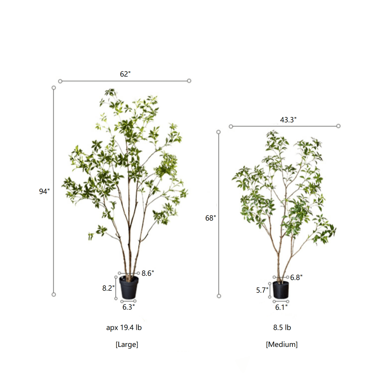 Artificial Japanese Enkianthus Tree Faux by RusticReach; large 94in and medium 68in potted with lush green foliage on Tampa Home & Garden Store