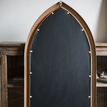 Rustic French Art Mirror with copper arched frame and dark interior panel on Tampa Home & Garden Store