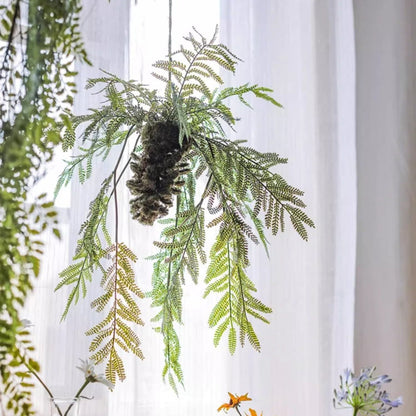 Artificial Fern Hanging Ball Decoration by RusticReach, green synthetic fern fronds hanging on Tampa Home & Garden Store