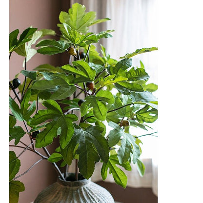 Artificial Faux Fig Leaf Stem by RusticReach with green leaves in a textured vase on Tampa Home & Garden Store