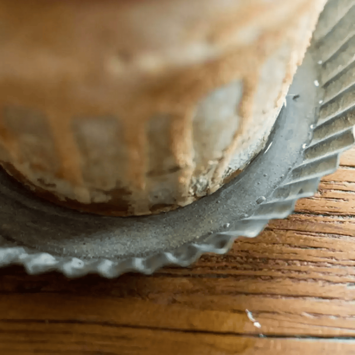 Rustic Fluted Metal Tray with corrugated edge resting on wood surface on Tampa Home & Garden Store