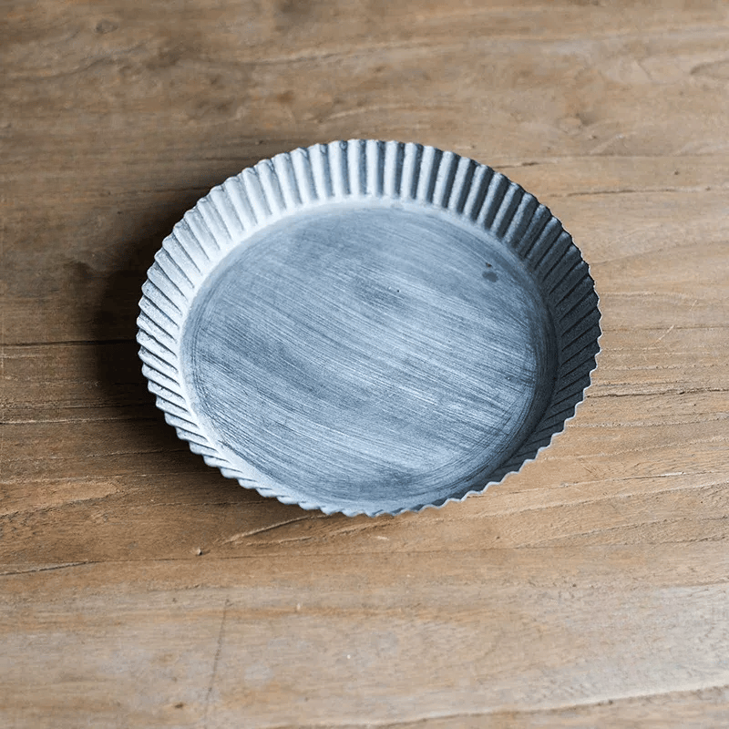 Rustic Fluted Metal Tray round galvanized planter by RusticReach on Tampa Home & Garden Store
