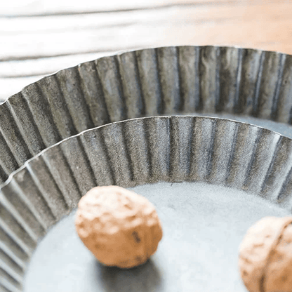Rustic Fluted Metal Tray by RusticReach in dark gray ribbed metal on Tampa Home & Garden Store