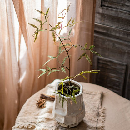Artificial Faux Forked Fern Stem in a ceramic vase, RusticReach, green fronds on Tampa Home & Garden Store