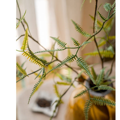 Artificial Faux Forked Fern Stem RusticReach; green fronds with yellow-tinted tips on Tampa Home & Garden Store