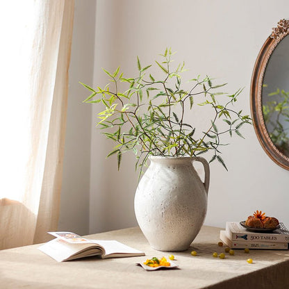 Artificial Faux Forked Fern Stem in a ceramic pitcher with green fronds RusticReach on Tampa Home & Garden Store