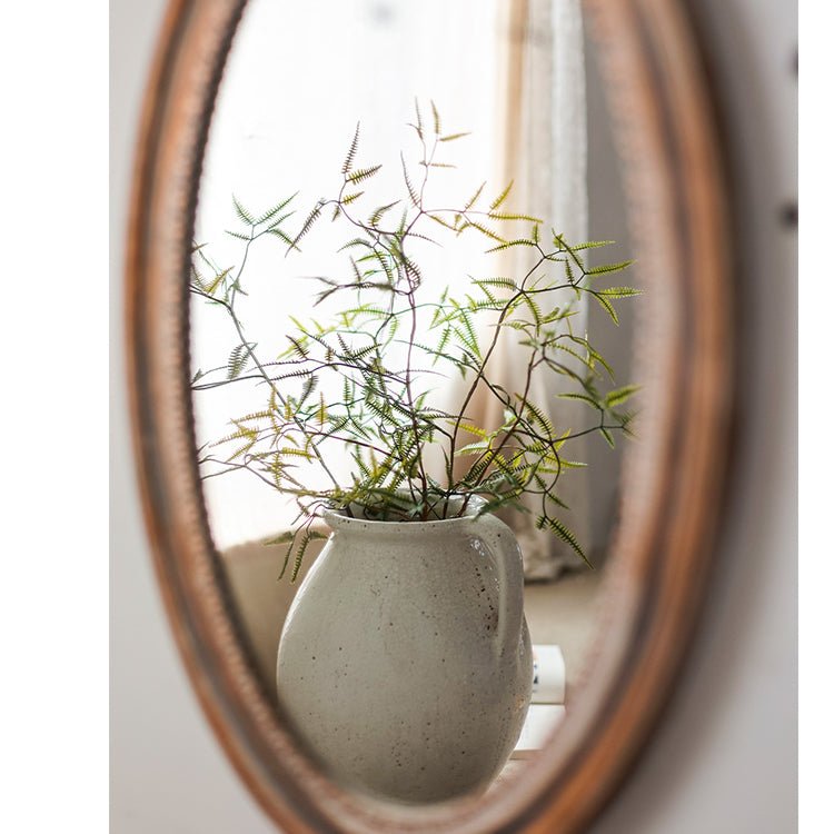 Artificial Faux Forked Fern Stem in a speckled beige ceramic pitcher by RusticReach on Tampa Home & Garden Store