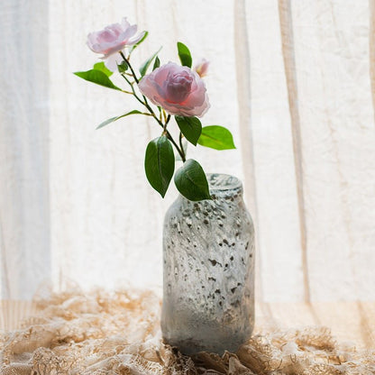 Faux Silk Gardenia Flower Stem 22 in pink blooms with green leaves in vase RusticReach on Tampa Home & Garden Store