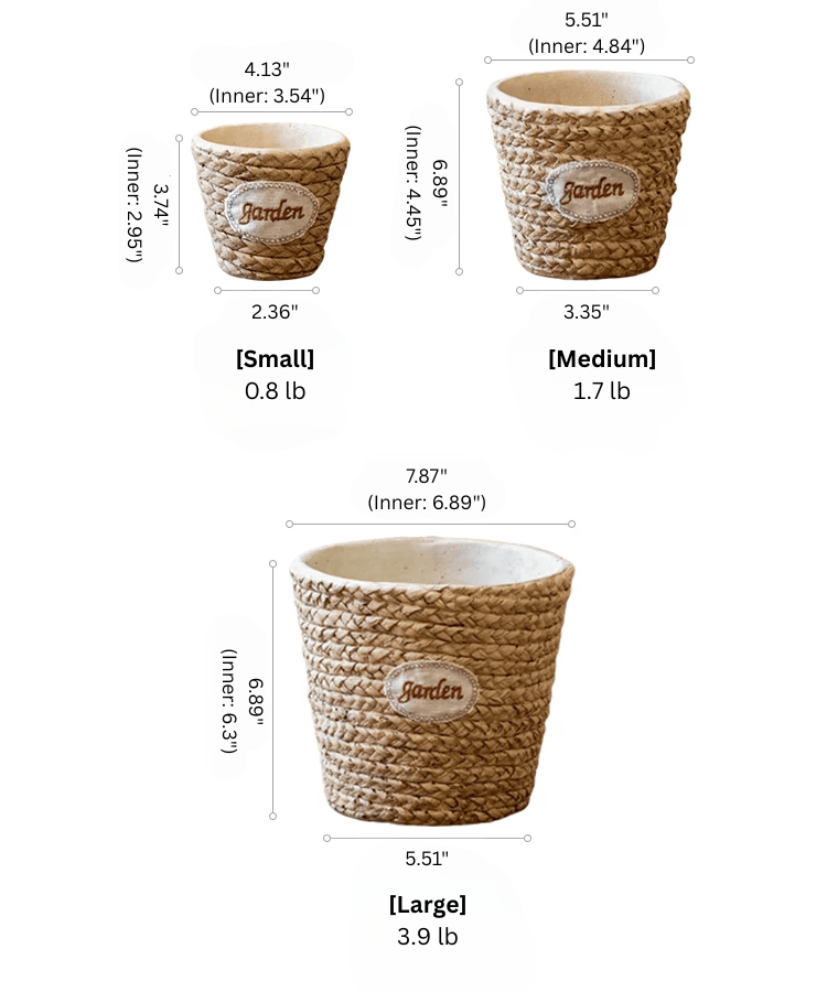 Garden Basket Cement Planters by RusticReach; woven texture in small, medium, large on Tampa Home & Garden Store