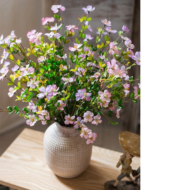 Silk faux Gaura flower stem pink or purple, 20 inches tall in a white vase RusticReach on Tampa Home & Garden Store