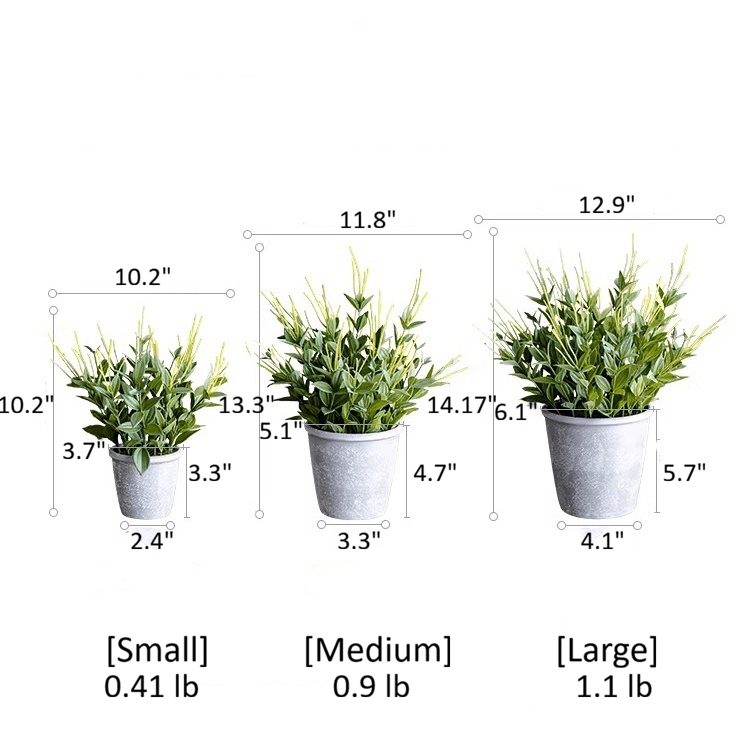 Faux Golden Needle Plant and Pot for Home Decor