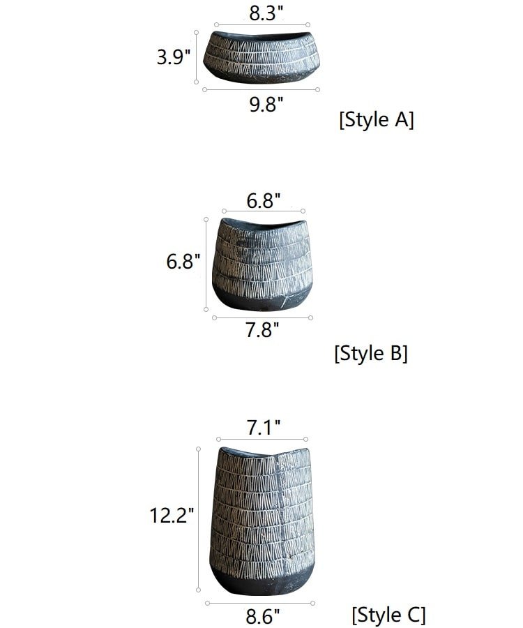 Geometry Line Ceramic Stoneware Flower Pot Style A by RusticReach, gray textured planter on Tampa Home & Garden Store
Geometry Line Ceramic Stoneware Flower Pot Style B by RusticReach, gray textured planter on Tampa Home & Garden Store
Geometry Line Ceramic Stoneware Flower Pot Style C by RusticReach, gray textured planter on Tampa Home & Garden Store