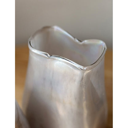 Gradient color art glass vase by RusticReach with iridescent finish and wavy rim on Tampa Home & Garden Store
