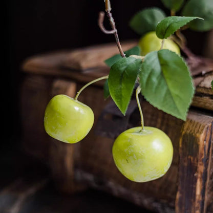 Artificial Green Apple Branch with Leaves by RusticReach, green apples and leaves on wood on Tampa Home & Garden Store