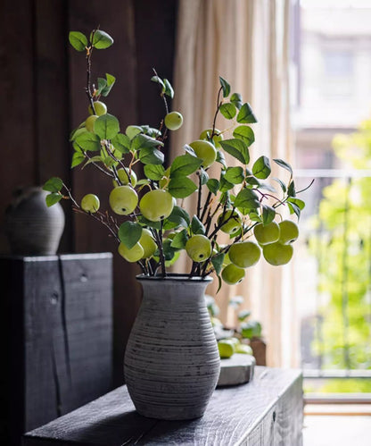 Artificial green apple branch with leaves by RusticReach in a grey ceramic vase on Tampa Home & Garden Store