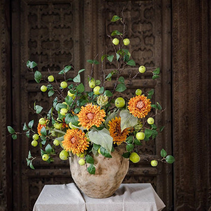 Artificial Green Apple Branch with Leaves RusticReach artificial flora vase arrangement with orange blooms on Tampa Home & Garden Store