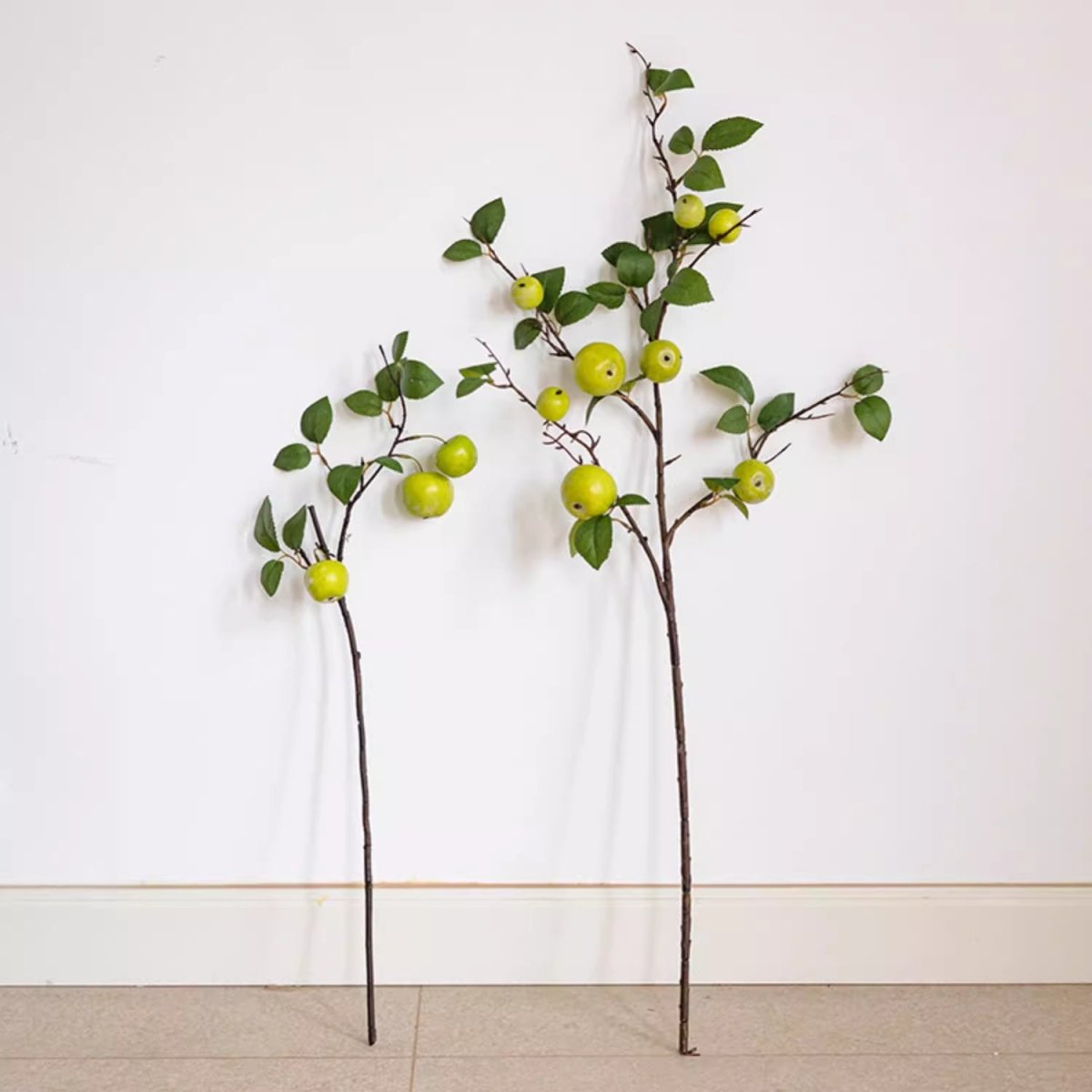 Artificial green apple branch with leaves, two brown stems with apples on Tampa Home & Garden Store