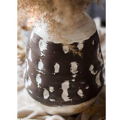 Handcrafted ceramic pottery vase brown with white glaze, rustic finish by RusticReach on Tampa Home & Garden Store