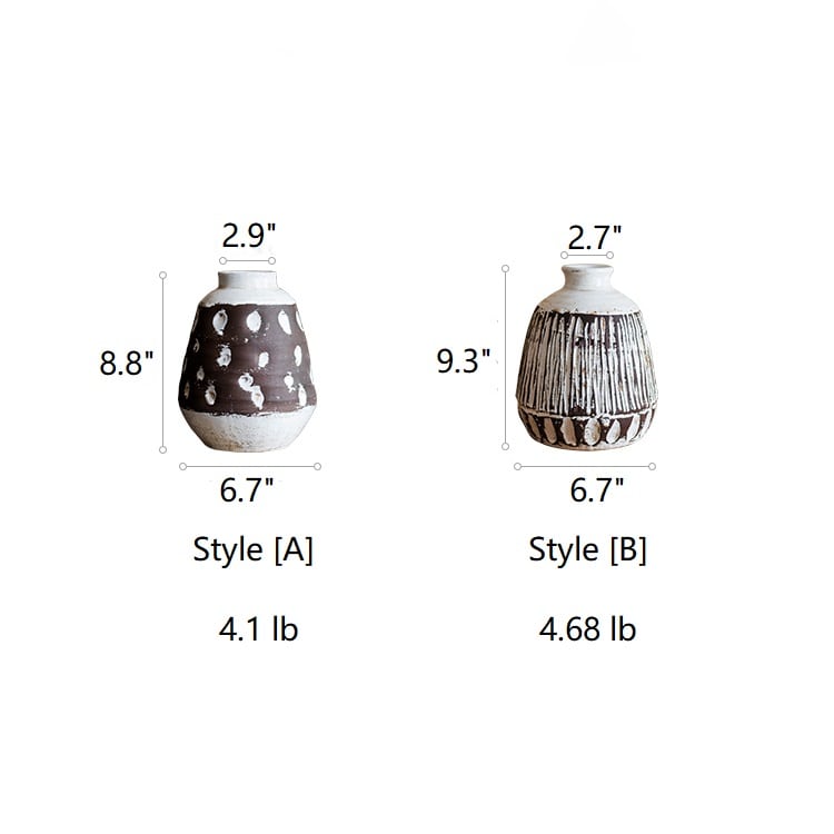 Handcrafted ceramic vases by RusticReach Style A speckled brown Style B grooved brown two vases on Tampa Home & Garden Store