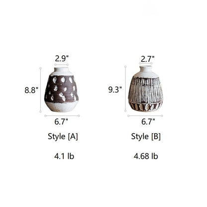 Handcrafted ceramic vases by RusticReach Style A speckled brown Style B grooved brown two vases on Tampa Home & Garden Store