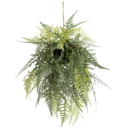 Faux artificial Asparagus Setaceus hanging fern plant with green cascading fronds RusticReach on Tampa Home & Garden Store