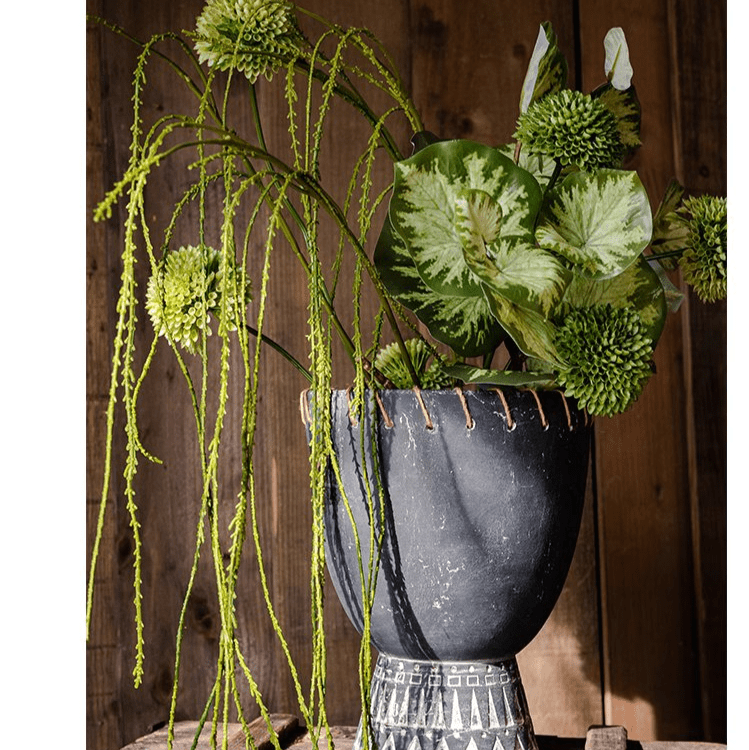 Artificial Vine Hanging Thin Succulent Stem by RusticReach; green stems in black pot on Tampa Home & Garden Store