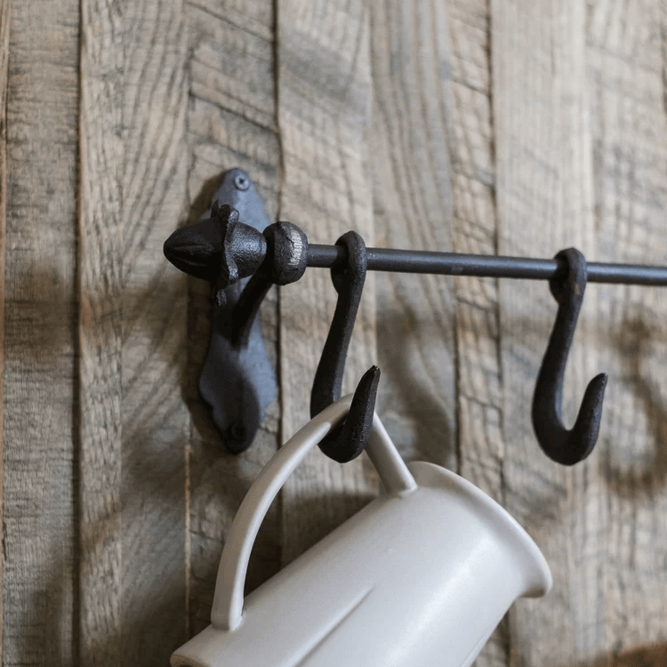 Farmhouse Iron Hook Rail 3-hook black iron wall rack RusticReach Storage Hooks & Racks on Tampa Home & Garden Store