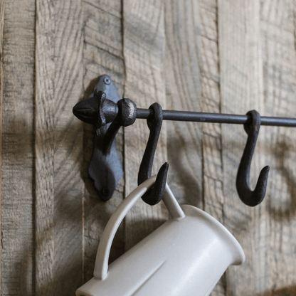 Farmhouse Iron Hook Rail 3-hook black iron wall rack RusticReach Storage Hooks & Racks on Tampa Home & Garden Store