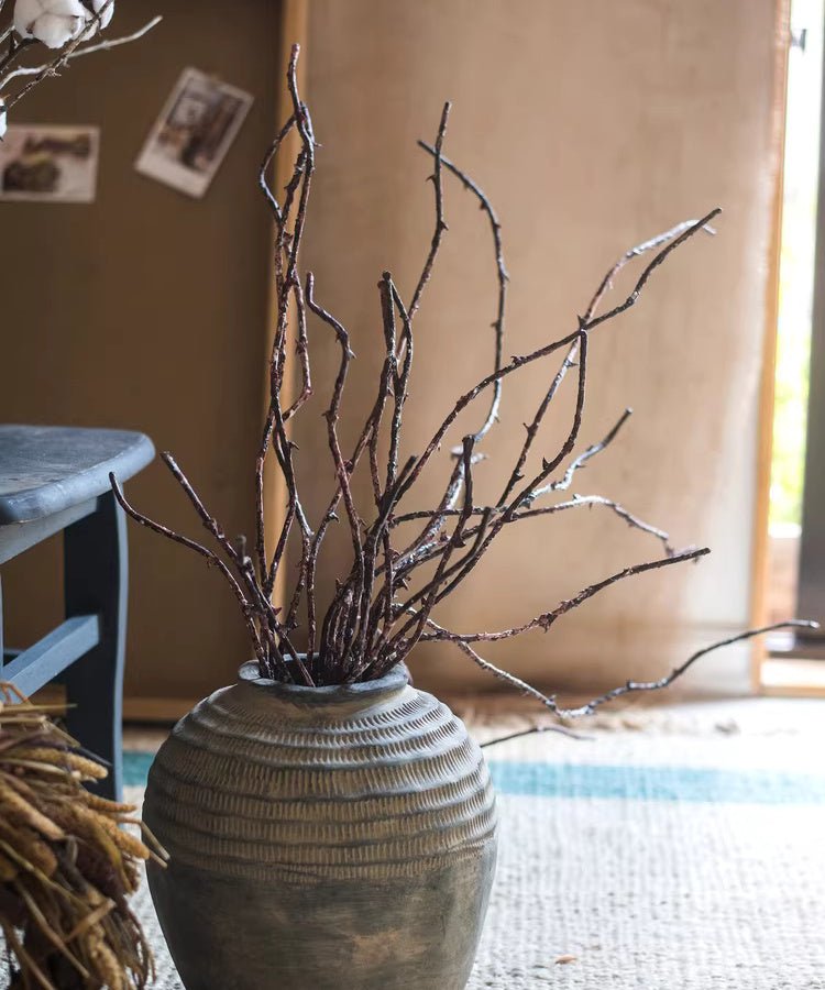 Ikebana Twig Branch in ceramic vase with brown twigs RusticReach artificial non-flowering plant on Tampa Home & Garden Store