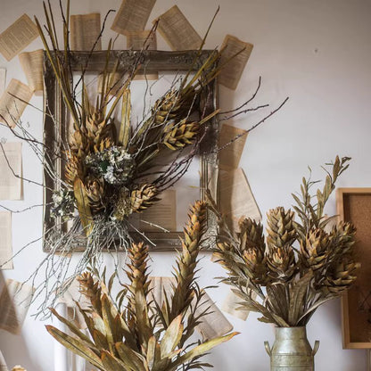 Ikebana Twig Branch artificial plant in warm brown tones with pinecone-like seed pods on Tampa Home & Garden Store
