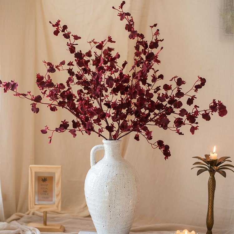 Impressionist Oncidium Orchid Stem, red artificial plant by RusticReach, 31-in vase on Tampa Home & Garden Store