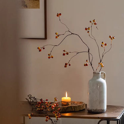 Leafless Berry Branch Stem, two berry stems in a gray ceramic bottle vase, RusticReach on Tampa Home & Garden Store