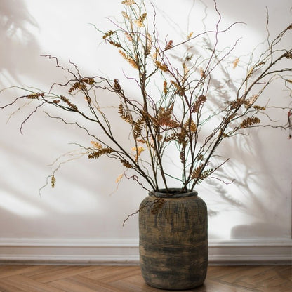 Artificial Ling Yu grass stems, 47in tall faux arrangement in a brown rustic vase RusticReach on Tampa Home & Garden Store