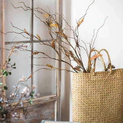RusticReach artificial Ling Yu grass stems in a natural woven basket, 47 inches tall on Tampa Home & Garden Store