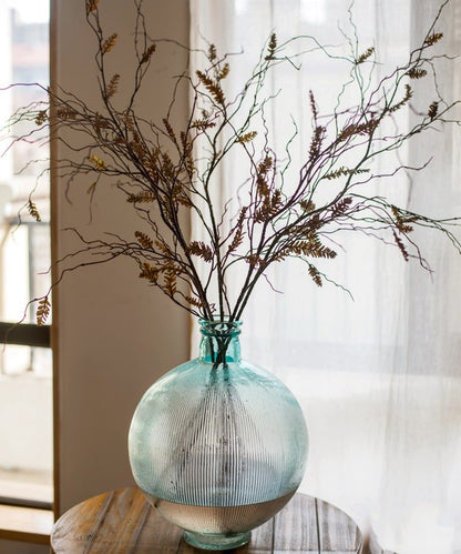 RusticReach artificial dried Ling Yu grass stems in a teal ribbed glass vase, 47in tall on Tampa Home & Garden Store