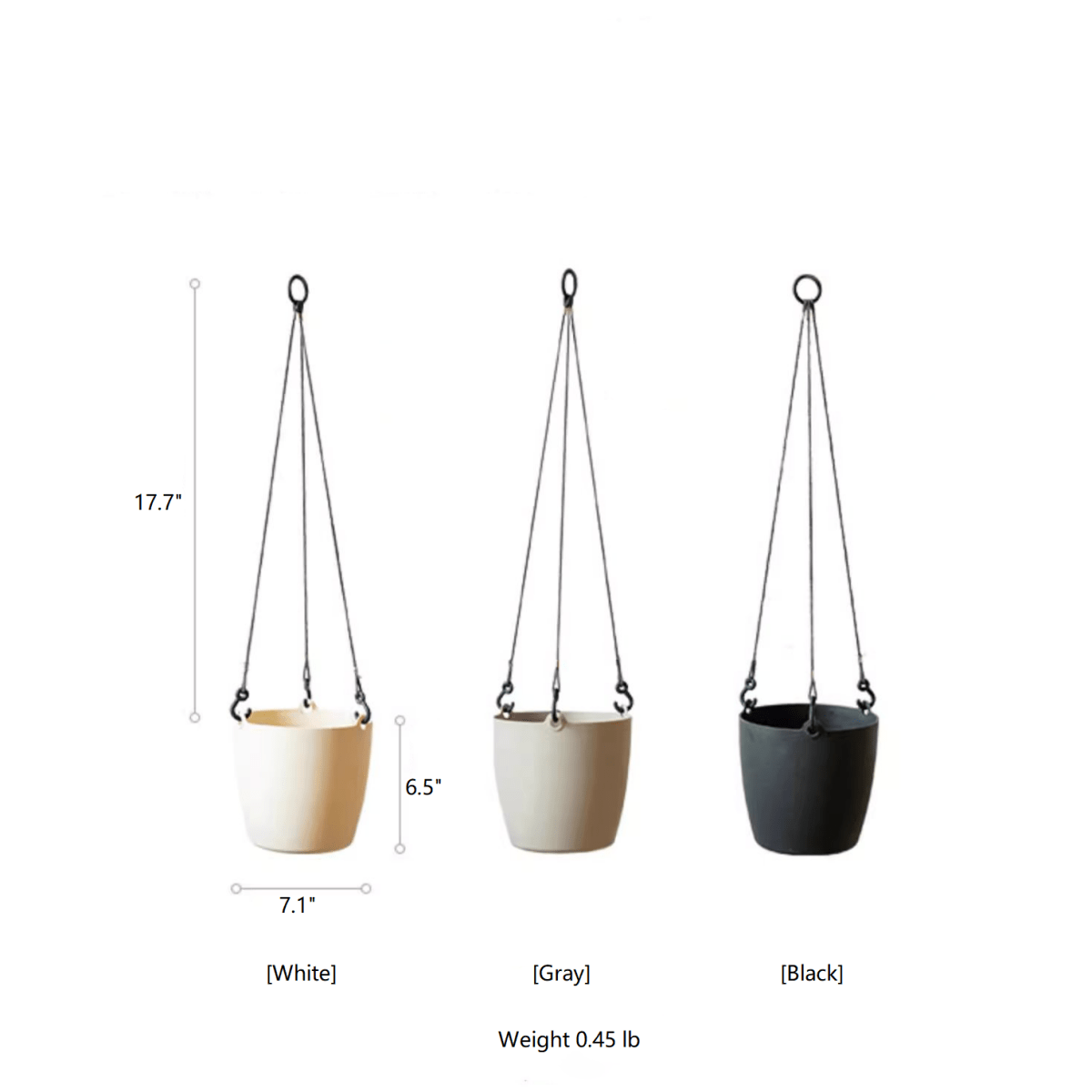 Modern resin hanging planter artificial plants white gray black RusticReach 3pc Tampa Store on Tampa Home & Garden Store