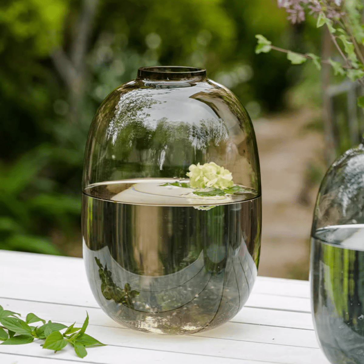 Modern Clear Glass Vase by RusticReach with smoky tinted dome and water-filled base on Tampa Home & Garden Store