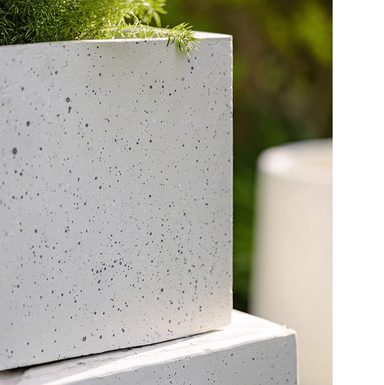 Modern White Planter Square by RusticReach, speckled concrete finish on Tampa Home & Garden Store