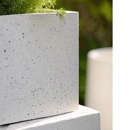 Modern White Planter Square by RusticReach, speckled concrete finish on Tampa Home & Garden Store