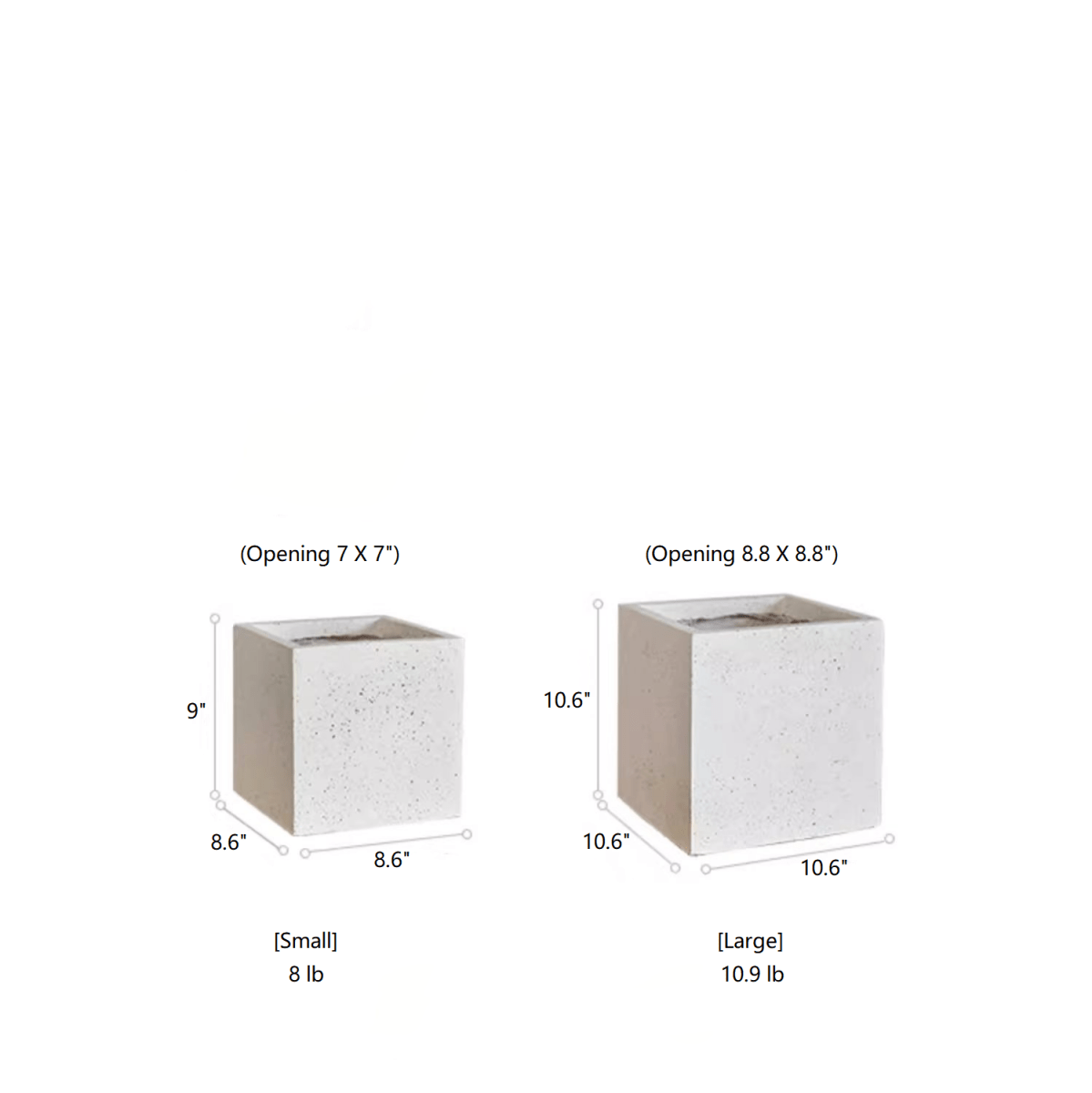 Modern White Planter Square by RusticReach, speckled concrete small and large planters on Tampa Home & Garden Store
