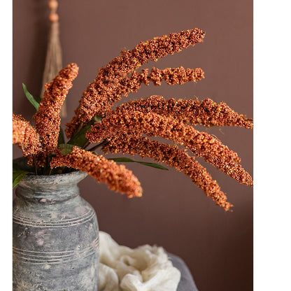 Artificial Millet Bundle 19in tall in a metal vase, orange plumes, 6+ stems, RusticReach on Tampa Home & Garden Store