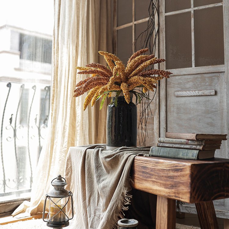 Artificial Millet Bundle 19in Tall by RusticReach in a black vase with millet stems on Tampa Home & Garden Store