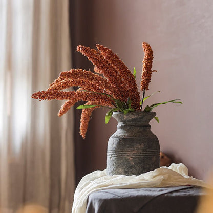 Artificial Millet Bundle 19in Tall RusticReach in a metal vase with brown millet plumes on Tampa Home & Garden Store
