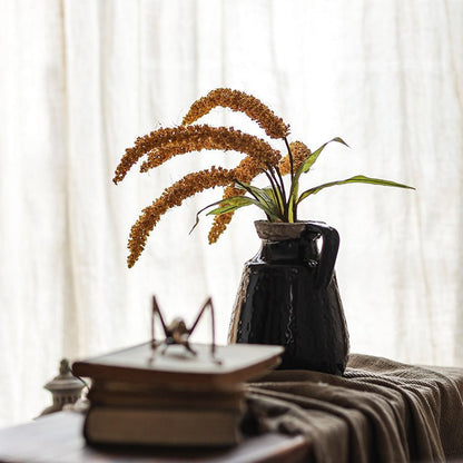 Artificial Millet Bundle 19in tall by RusticReach in a black pitcher with brown millet heads on Tampa Home & Garden Store