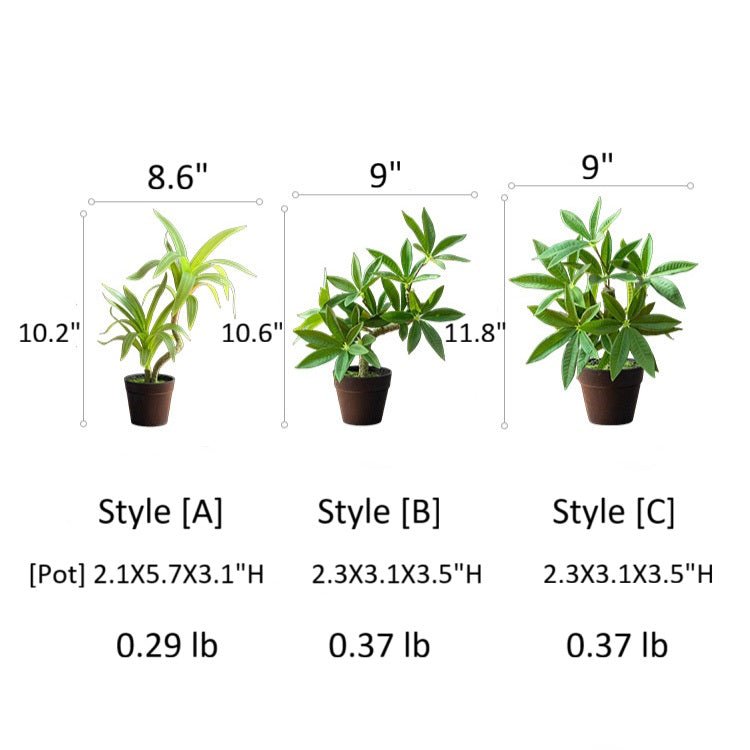 Mini faux potted green plant set of three by RusticReach, artificial non-flowering greenery on Tampa Home & Garden Store